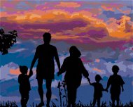 Zuty – Maľovanie Podľa Čísel – Veľká Rodina A Západ Slnka, 80 × 100 cm, Plátno + Rám - Maľovanie podľa čísel