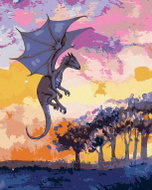 Zuty - Painting by Numbers - Purple Dragon and Sunset, 80X100 Cm, Canvas+Frame - Painting by Numbers