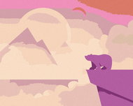 Zuty - Painting by Numbers - Bear And Pink Landscape, 80X100 Cm, Canvas - Painting by Numbers