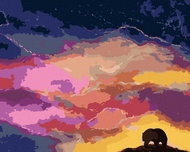 Zuty - Painting by Numbers - Bear And Colored Clouds, 80X100 Cm, Canvas+Frame - Painting by Numbers