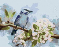 Zuty - Painting by Numbers - Blue Bird on a Blossoming Cherry Blossom, 80X100 Cm, Canvas - Painting by Numbers