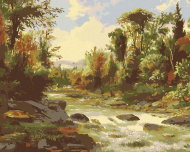 Zuty - Painting by Numbers - River in Autumn Forest, 40X50 Cm, Canvas+Frame - Painting by Numbers
