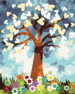 Zuty - Painting by Numbers - Heart Tree And Flowers, 80X100 Cm, Canvas+Frame - Painting by Numbers