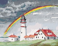 Zuty - Painting by Numbers - Rainbow Above the Lighthouse, 80X100 Cm, Canvas+Frame - Painting by Numbers