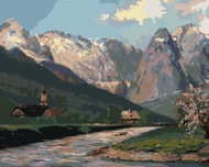 Zuty - Painting by Numbers - Mountains And Villages In The Countryside, 80X100 Cm, Canvas+Frame - Painting by Numbers