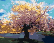 Zuty - Painting by Numbers - Sakura At The Stream, 40X50 Cm, Canvas+Frame - Painting by Numbers