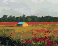Zuty - Painting by Numbers - House and Poppies, 80X100 Cm, Canvas - Painting by Numbers