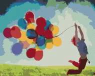 Zuty - Painting by Numbers - Baby And Colored Balloons, 40X50 Cm, Canvas+Frame - Painting by Numbers