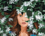 Zuty - Painting by Numbers - Ginger Woman And White Flowers, 80X100 Cm, Canvas+Frame - Painting by Numbers