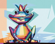 Zuty - Painting by Numbers - Colored Frog With Crown, 40X50 Cm, Canvas+Frame - Painting by Numbers