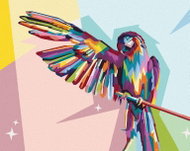 Zuty - Painting by Numbers - Colourful Parrot on a Branch, 80X100 Cm, Canvas+Frame - Painting by Numbers