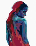 Zuty - Painting by Numbers - Woman in Shades of Blue and Red, 40X50 Cm, Canvas+Frame - Painting by Numbers