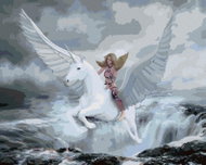 Zuty - Painting by Numbers - Fantasy Woman And Pegasus, 40X50 Cm, Canvas - Painting by Numbers