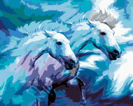 Zuty - Painting by Numbers - Two Horses in Blue, 40X50 Cm, Canvas+Frame - Painting by Numbers