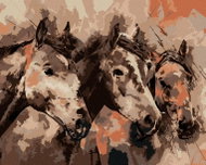 Zuty - Painting by Numbers - Painted Horses in Brown, 40X50 Cm, Canvas+Frame - Painting by Numbers