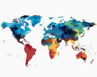 Zuty - Painting by Numbers - Painted World Map, 80X100 Cm, Canvas+Frame - Painting by Numbers