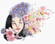Zuty - Painting by Numbers - Dreamy Woman And Flowers, 40X50 Cm, Canvas - Painting by Numbers