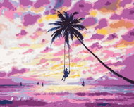 Zuty - Painting by Numbers - Girl Swinging on the Beach, 40X50 Cm, Canvas - Painting by Numbers
