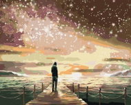 Zuty - Painting By Numbers - Man On A Pier Under A Shining Sky, 40X50 Cm, Canvas - Painting by Numbers