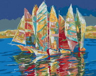 Zuty - Painting by Numbers - Coloured Sailing Boats, 40X50 Cm, Canvas+Frame - Painting by Numbers