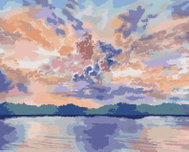 Zuty - Painting by Numbers - Tropical Purple Clouds, 80X100 Cm, Canvas+Frame - Painting by Numbers