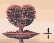 Zuty - Painting by Numbers - Tree in the Shape of a Heart on a Islet, 40X50 Cm, Canvas+Frame - Painting by Numbers