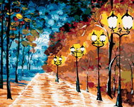 Zuty - Painting by Numbers - Lone Lighted Park, 80X100 Cm, Canvas+Frame - Painting by Numbers