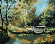 Zuty - Painting by Numbers - Little Bridge in the Forest, 80X100 Cm, Canvas - Painting by Numbers