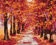 Zuty - Painting by Numbers - Autumn Forest Colored Red, 40X50 Cm, Canvas+Frame - Painting by Numbers