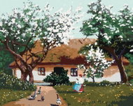 Zuty - Painting by Numbers - Spring Morning in the Village, 80X100 Cm, Canvas+Frame - Painting by Numbers