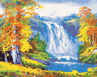 Zuty - Painting by Numbers - Waterfall in Autumn Forest, 80X100 Cm, Canvas - Painting by Numbers