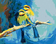 Zuty - Painting by Numbers - Colored Birds on Blue Background, 40X50 Cm, Canvas+Frame - Painting by Numbers