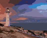 Zuty - Painting by Numbers - White Lighthouse by the Sea, 40X50 Cm, Canvas - Painting by Numbers