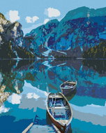 Zuty - Painting by Numbers - Two Wooden Boats on a Lake, 40X50 Cm, Canvas+Frame - Painting by Numbers