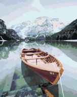 Zuty - Painting by Numbers - Wooden Boat on the Alpine Lake, 80X100 Cm, Canvas+Frame - Painting by Numbers
