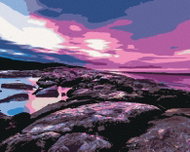 Zuty - Painting by Numbers - Shining Sunset Over Stones, 80X100 Cm, Canvas - Painting by Numbers