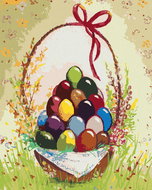 Zuty - Painting by Numbers - Easter Eggs in a Basket, 80X100 Cm, Canvas+Frame - Painting by Numbers