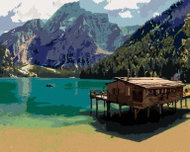 Zuty - Painting by Numbers - Lake Landscape In Lago Di Braies, 40X50 Cm, Canvas+Frame - Painting by Numbers