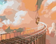 Zuty - Painting by Numbers - Rope Bridge Leading to the Hanging Lantern, 40X50 Cm, Canvas - Painting by Numbers