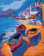 Zuty - Painting by Numbers - Colorful Boats on the Shore, 40X50 Cm, Canvas+Frame - Painting by Numbers