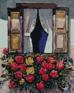 Zuty - Painting by Numbers - Window With Blossoming Flowers, 40X50 Cm, Canvas - Painting by Numbers