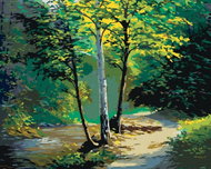 Zuty - Painting by Numbers - Beautiful Birch Tree and Little Stream, 80X100 Cm, Canvas+Frame - Painting by Numbers
