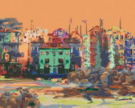 Zuty - Painting by Numbers - Colored Houses, 80X100 Cm, Canvas - Painting by Numbers
