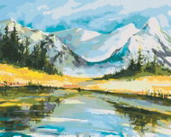 Zuty - Painting by Numbers - Snowy Mountains With Lake, 40X50 Cm, Canvas - Painting by Numbers