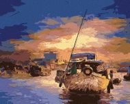 Zuty - Painting by Numbers - Ships in Vietnam, 40X50 Cm, Canvas+Frame - Painting by Numbers