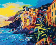 Zuty - Painting by Numbers - Ships And Old Houses On The Coast, 40X50 Cm, Canvas - Painting by Numbers