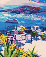 Zuty - Painting by Numbers - Terrace on Santorini, 80X100 Cm, Canvas - Painting by Numbers