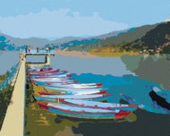 Zuty - Painting by Numbers - Boats on the Lake, 80X100 Cm, Canvas - Painting by Numbers