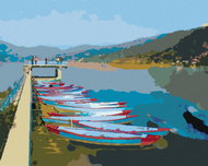 Zuty - Painting by Numbers - Boats on the Lake, 40X50 Cm, Canvas+Frame - Painting by Numbers