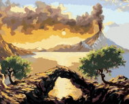 Zuty - Painting by Numbers - Landscape With Volcano Explosion, 80X100 Cm, Canvas+Frame - Painting by Numbers